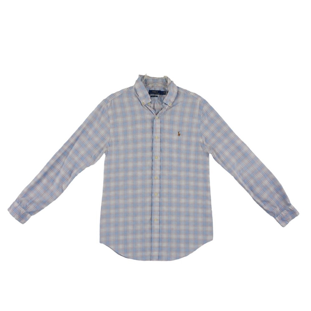Polo Ralph Lauren 100% Cotton Button Down Shirt Men's Size Large Plaid Slim Fit